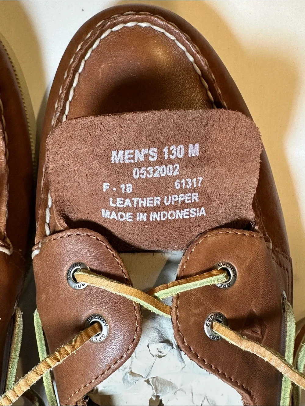 Sperry Brown Leather Boat Shoes with Yellow Accents